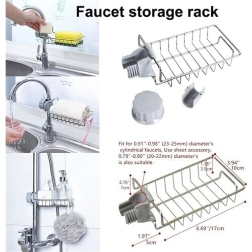 Shower Stainless Steel Dishcloth Basket Soap Stand Rag Storage Holder Faucet Rack Kitchen Drain Shelf Sponge Dish Drainer