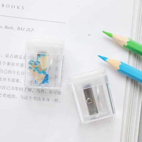 Simple Transparent Pencil Sharpener Manual Pencil Cutting Rotary Sharpener School Office Stationery Supplies Students Gifts