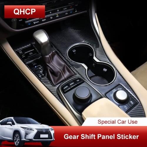 QHCP Car Water Cup Holder Panel Gear Shift Frame Panel Cover Stickers Carbon Fiber For Lexus RX300 200T 450H 2016 2017 2018 2019
