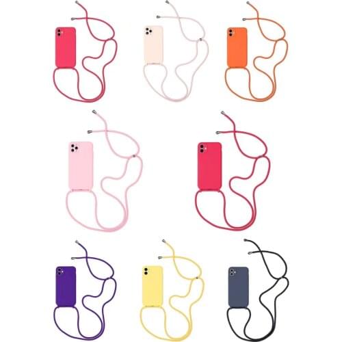 Crossbody Lanyard Cell Necklace Phone Case Color Cord with Neck Strap Sling For iPhone12 11 Pro XS MAX XR X SE 6 7 8Plus funda
