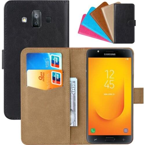 Luxury Wallet Case For Samsung Galaxy J7 Duo PU Leather Retro Flip Cover Magnetic Fashion Cases Strap