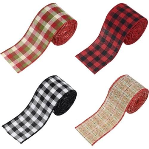 Christmas Gingham Check Ribbon Double Wired Edge Ribbon For Gift Wrapping For Craft Supplies Sewing Accessories