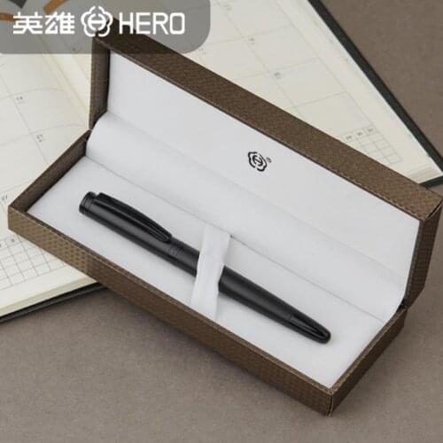 HERO Black Full Metal Fountain Pen King Kong Iridium Fine Nib 0.5mm Office Portable With Gift Box For Writing Tool Ink Pen