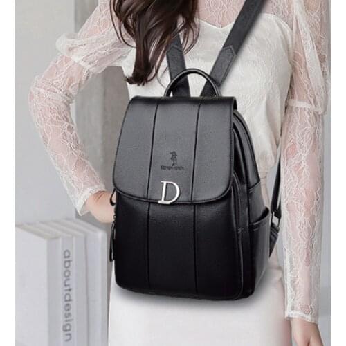 2021 PU Backpack for Women Simple Solid Color Bookbag Fashion Ladies Leather Bookbag New Female Large Capacity Backpacks Mochila
