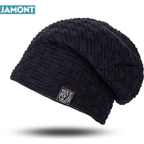 JAMONT 2018 Beanies Knit Mens Winter Hat Caps Skullies Bonnet Winter tuque For Men Women Beanie Fur Warm Baggy Wool Knitted Hat