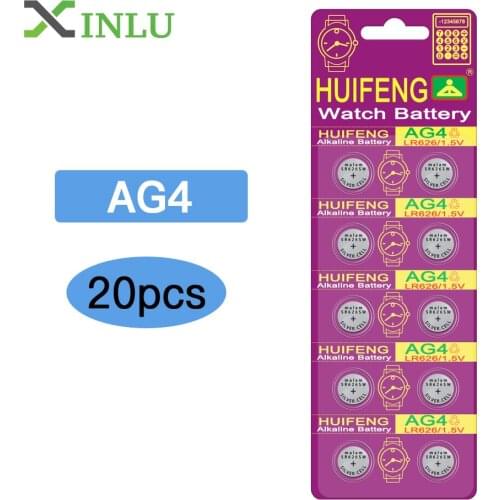 20PCS AG4 battery 1.5V Lithium Alkaline Batteries SR66 377 LR626 LR66 377A SR626SW Coin button cell Battery for Watch Toys