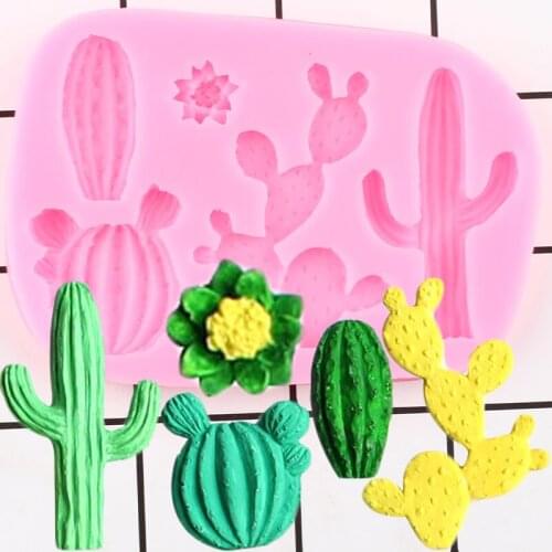 Cactus Silicone Mold Cupcake Topper Fondant Cake Decorating Tools Chocolate Gumpaste Moulds Candy Resin Clay Molds DIY Baking