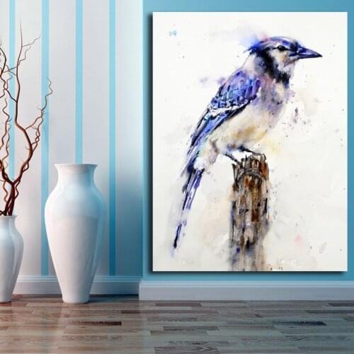 Nordic Decoration Blue Jay Watercolor Minimalist Canvas Posters Prints Wall Art Painting Decorative Picture Modern Home Decor HD