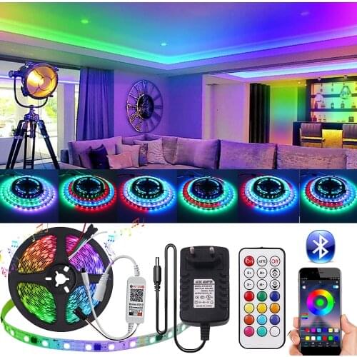 DC 12V Deam Color WS2811 RGB LED Strip Set Bluetooth Music Control Flexible Ribbon Diode Light Lamp 5m