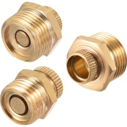 Uxcell 1/4PT Male Thread Dia Air Compressor Part Security Water Drain Valve Brass Tone color Metal Construction Rotary Shaft