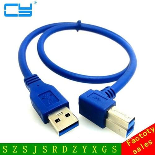 0.5M 1.64FT USB 3.0 A Male to Left 90 degree Angle B Male AM/BM High Speed Printer Cable
