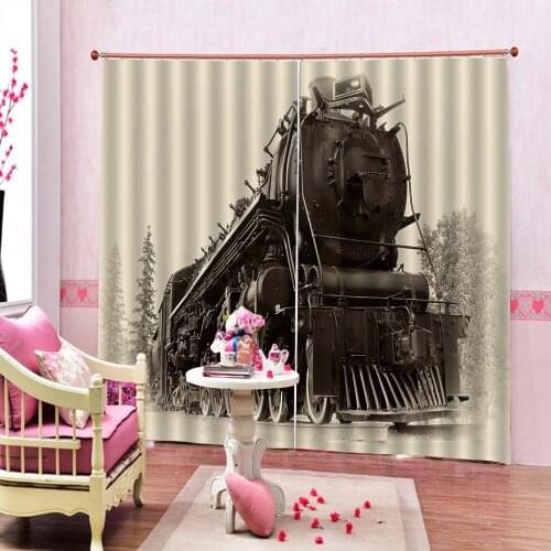 Retro curtains Customized size Luxury Blackout train 3D Curtain Luxury Blackout Window Curtain Living Room