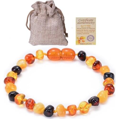 SA SILVERAGE Europe and The Baltic Sea Natural Amber Bracelet Baby Bracelet 14-15CM Bracelets for Women 0-12 Years Old