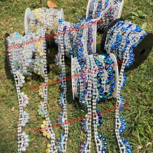 1 yard/lot red pink yellow black sapphire AB color resin rhinestone chain for dancing costume embellishments garment accessory