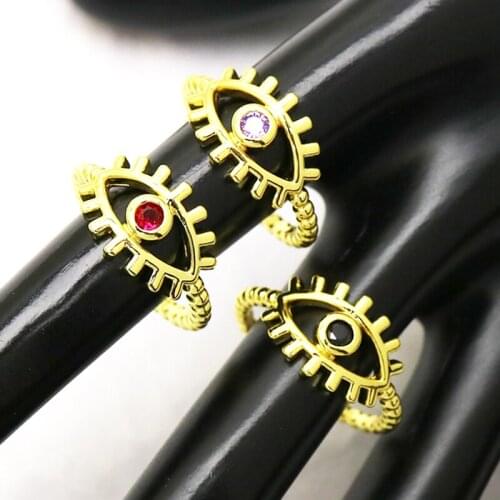 10 Pcs Zirconia Metal Gold color rings Eyes charms jewelry Rings jewelry rings Gift for women jewelry Gift 8298