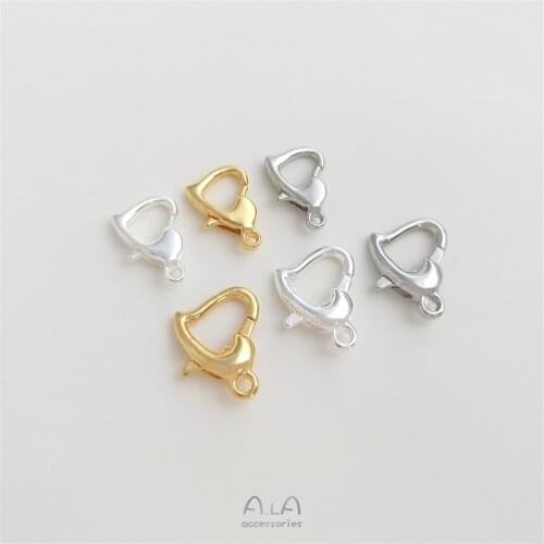 14K Gold Filled Light gold love shape spring clasp Lobster clasp DIY hand bracelet necklace clasp accessories