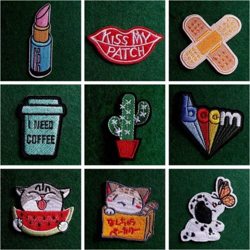 2pcs/lot Cartoon Rainbow Patches for Clothing Iron on Patches on Clothes Lips Embroidery Patch for Kids T-shirts Badge DIY