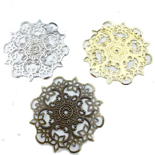 20pcs 56mm Filigree flower Wraps Metal Charms For Embellishment Scrapbook DIY Jewelry Metal Craft Wraps