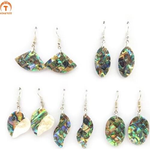 3Pairs Natural Abalone Shell Crochet Earring Pendant Oval Shape Eardrop Silver Ornament For Women Earrings Jewelry Finding