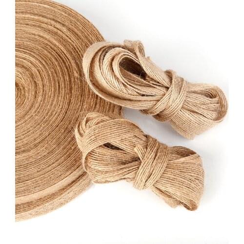 5M Natural Jute Hessian Burlap Ribbon Rustic Wedding Floristry Decor 6-38mm DIY Gift Belt Strap Floristry Wedding Party