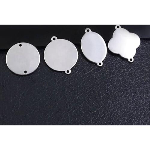 50pcs 20mm Double Hole Stainless Steel Stamping Tags Mirror Polished Charms Connector for Bracelets Necklace DIY Jewelry Finding