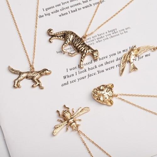 7Styles Bee Tiger Rabbit Snake Necklace Gold Long Chain Sweater Necklaces & Pendants Necklace For Women Party Bijoux Jewelry