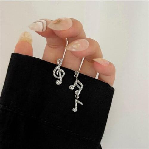 Asymmetrical Note Earrings 2021 New Fashion Trend Small and Simple Korean Temperament Net Red Earrings for Women Jewelry