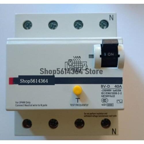 6A 16A 20A 25A 32A 40A 63A BV-D 4P Earth Leakage Circuit Breaker Residual Current Circuit breaker RCBO MCCB