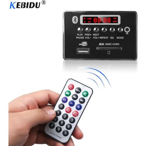 KEBIDU Car USB MP3 Player Integrated Bluetooth Hands-free MP3 Decoder Board Module with Remote Control USB For Aux Radio Car Kit