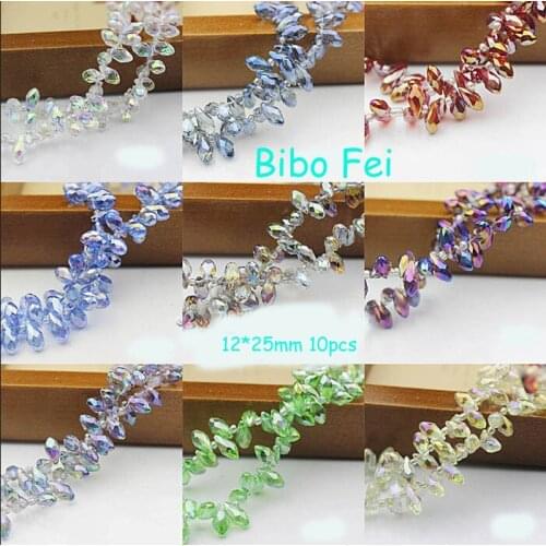 Free shipping 11 colors 12*25mm 10PCS Glass Czech Teardrop crystal beads,Waterdrop Crystal beads, necklace Jewelry Making DIY