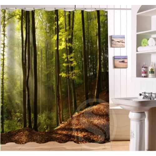 Free Shipping Popular Custom birch forest Bathroom Shower Curtain Polyester Waterproof Bathroom Decor SQ0622-23N8