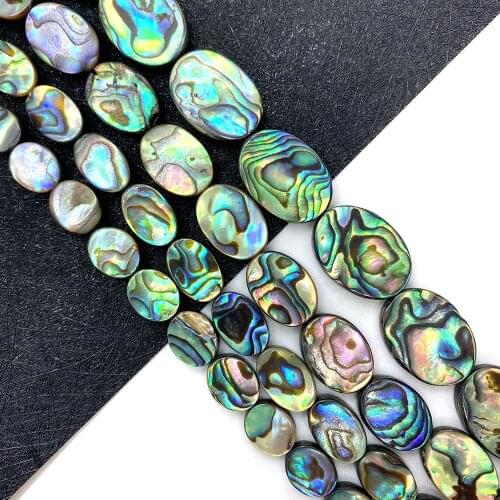 Natural Shell Loose Beads Oval Abalone Shell Beads Used for DIY Jewelry Making Necklace Bracelet Earring Accessories Size 8-18mm