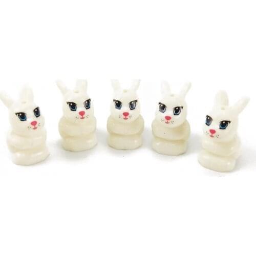 Animals Figures Fram White Rabbit 5pcs City Building Blocks Toys For Children Locking Education Kids Accessories MOC Animal Set