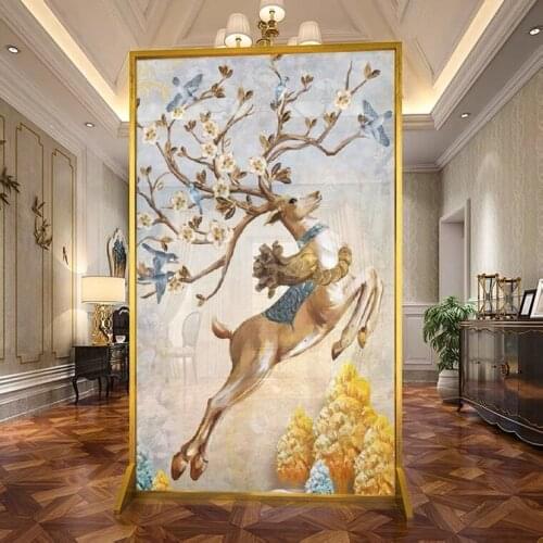 Nordic Stainless Steel Screen, Door Partition, Living Room And Bedroom Shelter, Household Metal Mobile Seat Screen