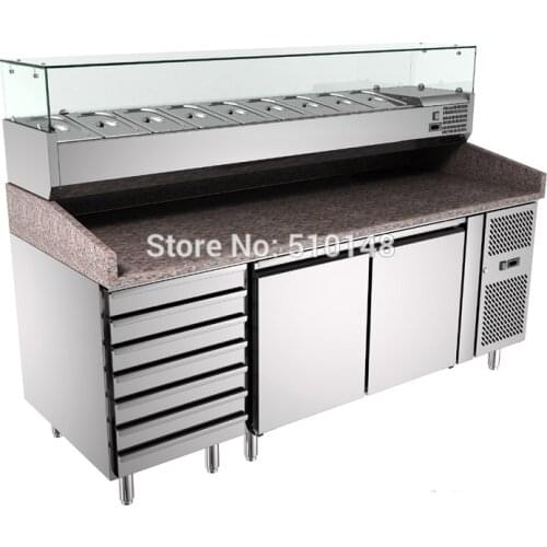 PFSY-PZ2610 Pizza counter display case 304 stainless steel refrigerator Pizza workbench new design