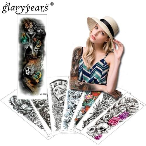 Glaryyears Full Arm Temporary Tattoo Sticker Waterproof Fashion Big Body Art Fake Tatoo Sleeve Flash Tattoo Men Women MX Link 04