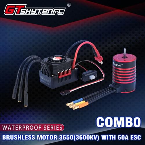 2019 New GTSKYTENRC Waterproof Combo 3650 3600KV 5200KV Brushless Motor w//Heat Sink 60A ESC for RC 1/10 RC Car