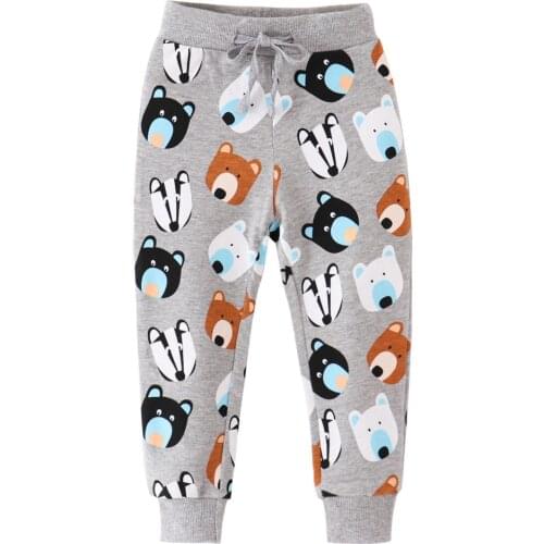 Jumping Meters New Children Sweatpants for Autumn Spring Boys Girls Full Length Animals Print Drawstring Kids Trousers Pants