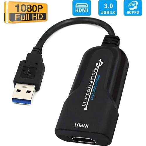 HDMI Video Capture Card HDMI to USB 3.0 Capture Device Up to 1080p 60fps Record Directly to Computer for Gaming, Streaming