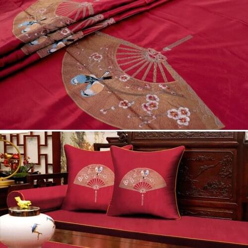 Chinese style linen embroidery jacquard woven garment fabric material for sewing patchwork DIY polyester fabrics