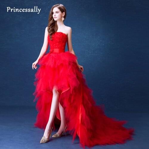 New High Low Wedding Dress Strapless Tube Top Puffy Skirt Red Wedding Dress Online Shop China Hot Sale For Bride Made Dresses