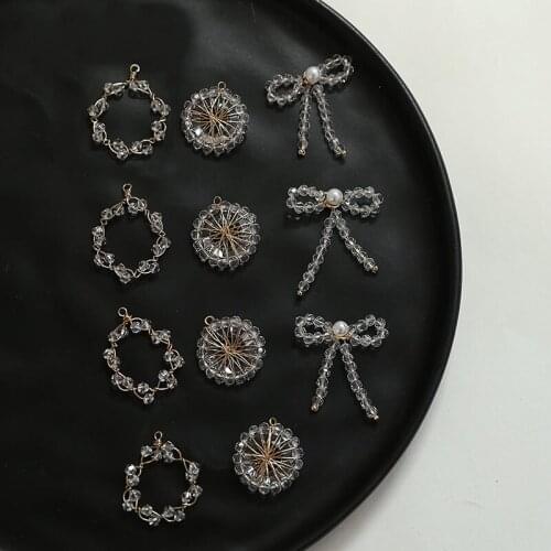 Fashion handmade 18pcs/lot round/bow-knot shape copper charms diy jewelry earrings/necklace pendant accessory