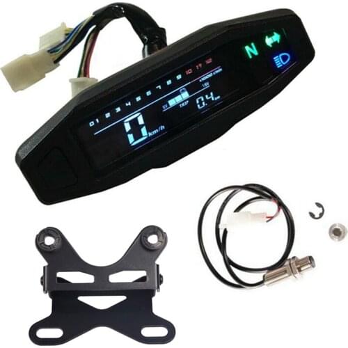 Motorcycle Full LCD Digital Meter RPM Speedometer Odometer Electric Injection and Carburetor Meter W/Bracket Universal