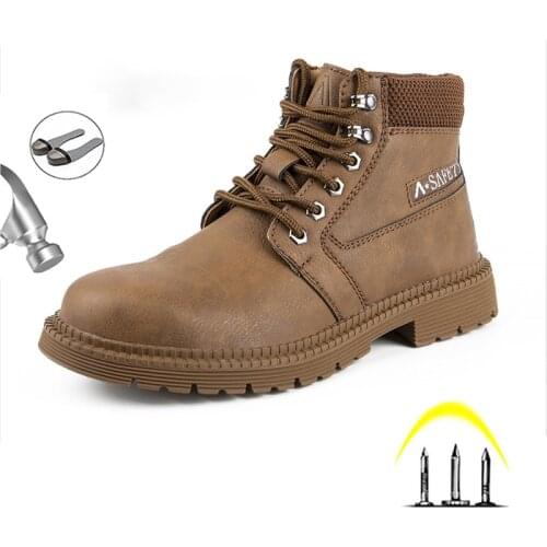 Men Safety Work Shoes Steel Toe Cap Industry Boots Anti-piercing Non-slip Anti-smashing Autumn Winter Comfort Ankle Sneakers