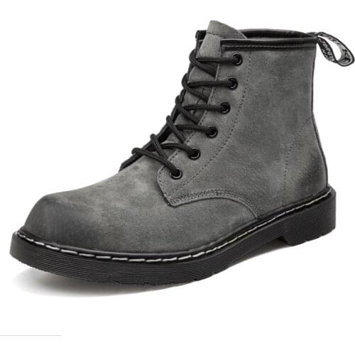 Mens boots Martin fashion mens leather shoes ankle boots cowboy motorcycle casual couple shoes