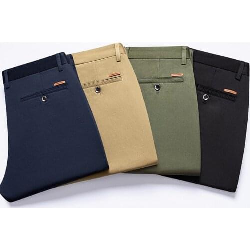 2021 TENCEL Material Casual Pants Men 4 Colors Classic Style Fashion Business Slim Fit Straight Cotton Solid Color Brand