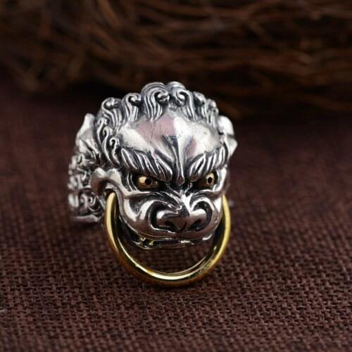 925 Sterling Silver Mens VINTAGE Punk ring rings Fashion Jewelry A896