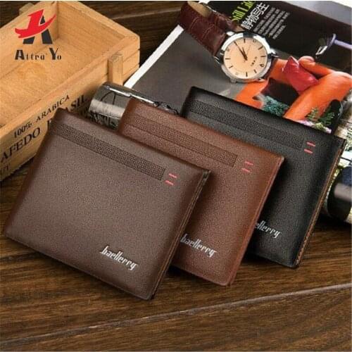 Attra-Yo New Baellerry Men Short Wallet High Quality Refined Slim Simple Thin Wallet Fashion Men Purse Money PU Leather