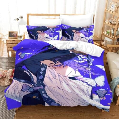 Demon Slayer Bedding Set Single Twin Full Queen King Size Demon Slayer Bed Set Children Kid Bedroom Duvetcover Sets 3D Print 047