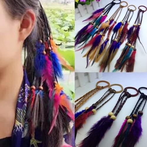 New Indian Feather Headdress Africa Hair Accessories Women Hippie Adjustable Headwear Boho Feather Hair Band DIY Tribal Turkish